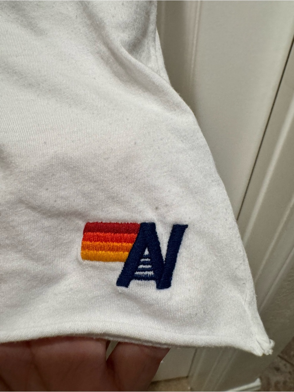Aviator Nation smiley crew White Tee with Yellow Smiley Patch - Picture 2 of 6